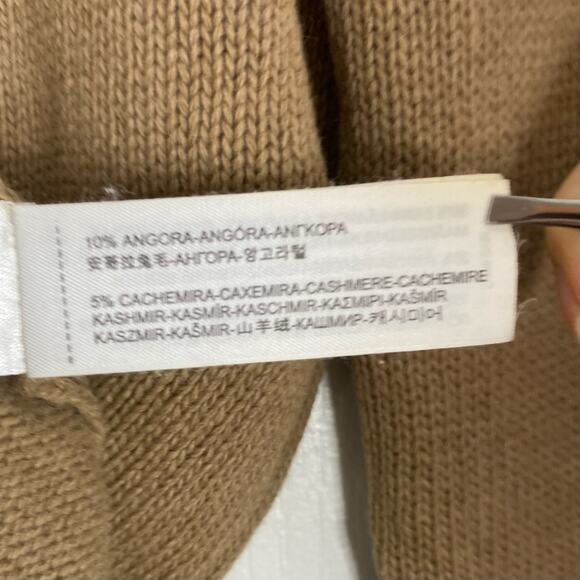 MASSIMO DUTTI Sweater S Cashmere Angora Wool Belt-Buckle-Shoulder Tan/Beige - Picture 9 of 12